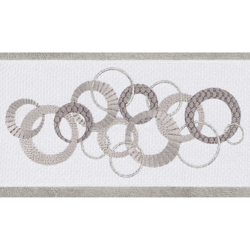 Authentic Hotel and Spa Turkish Cotton Circles Embroidered Light Grey 4-piece Towel Set