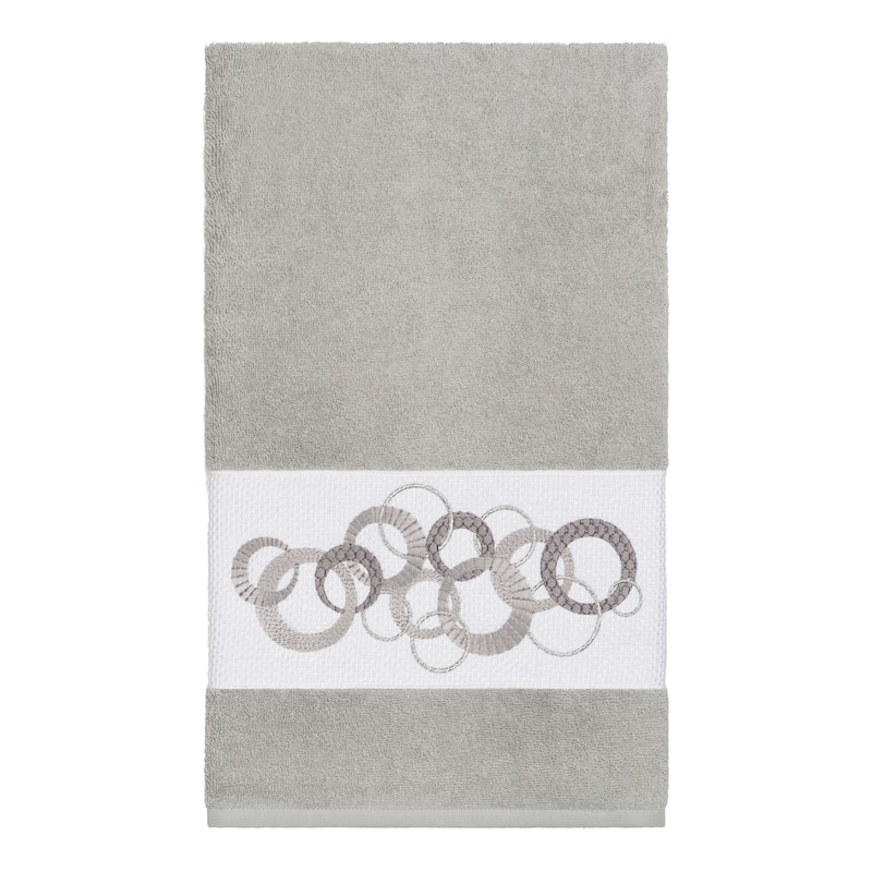 Authentic Hotel and Spa Turkish Cotton Circles Embroidered Light Grey 4-piece Towel Set