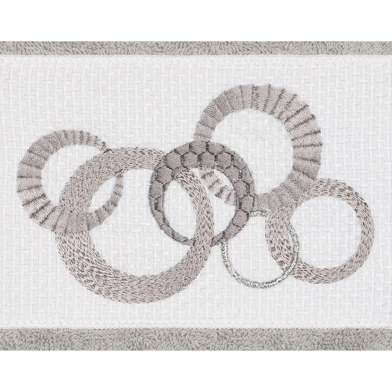 Authentic Hotel and Spa Turkish Cotton Circles Embroidered Light Grey 4-piece Hand Towel Set