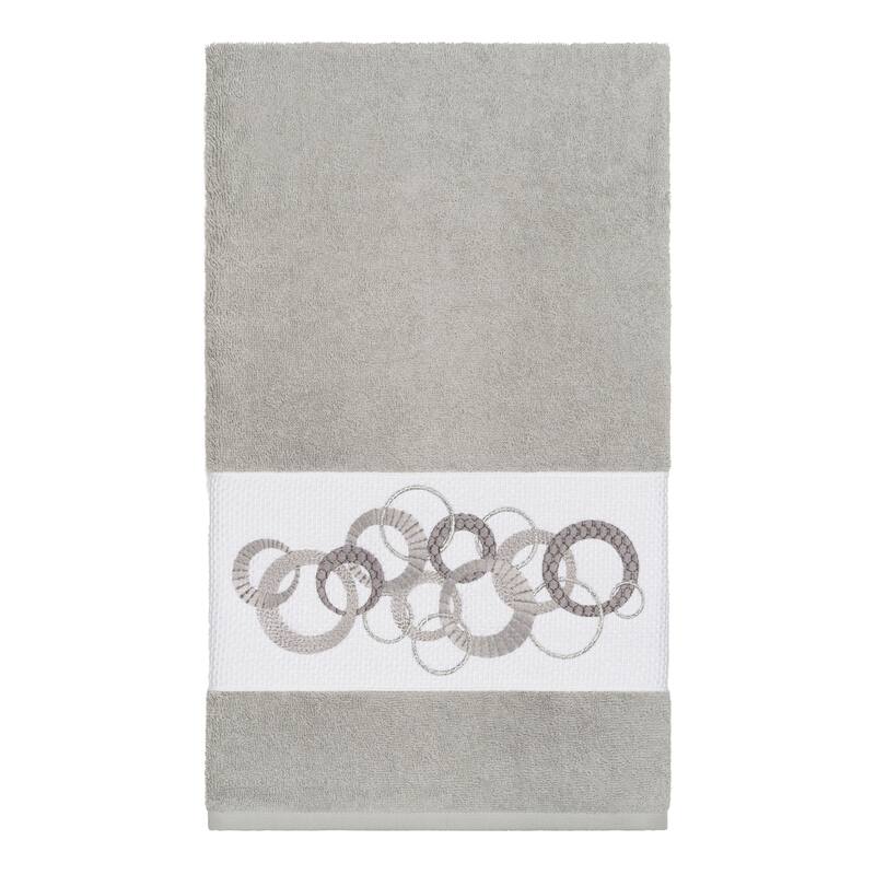 Authentic Hotel and Spa Turkish Cotton Circles Embroidered Light Grey 3-piece Towel Set