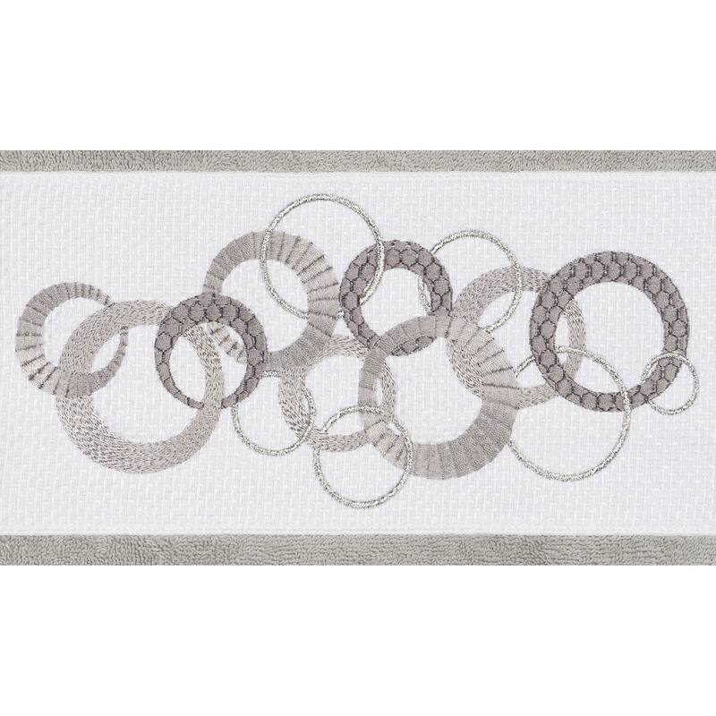 Authentic Hotel and Spa Turkish Cotton Circles Embroidered Light Grey 3-piece Towel Set