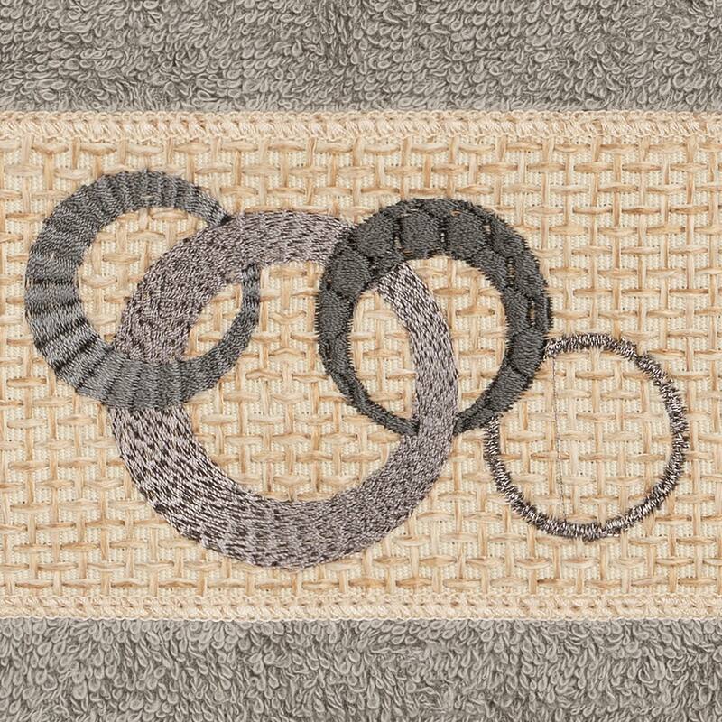 Authentic Hotel and Spa Turkish Cotton Circles Embroidered Dark Grey 2-piece Washcloth Set