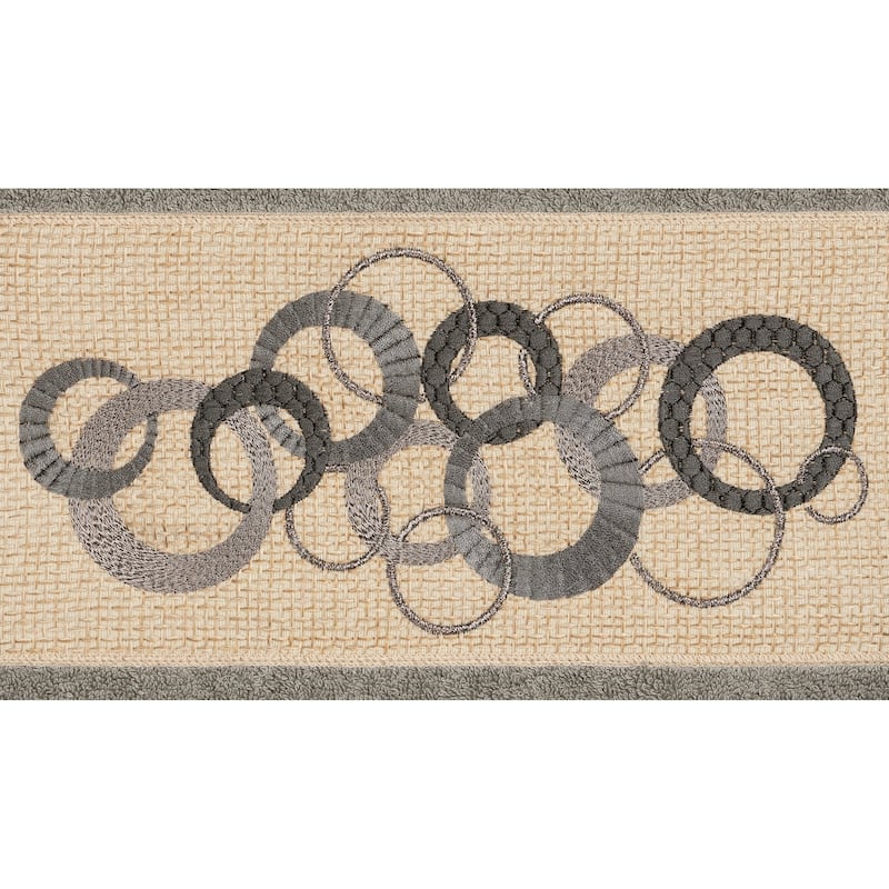 Authentic Hotel and Spa Turkish Cotton Circles Embroidered Dark Grey 3-piece Towel Set
