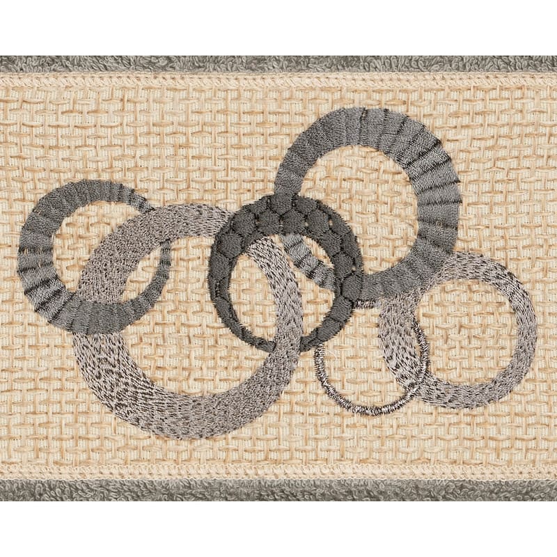 Authentic Hotel and Spa Turkish Cotton Circles Embroidered Dark Grey 3-piece Towel Set
