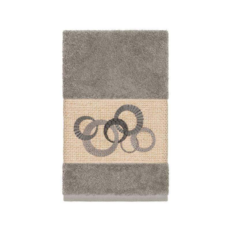 Authentic Hotel and Spa Turkish Cotton Circles Embroidered Dark Grey 3-piece Towel Set