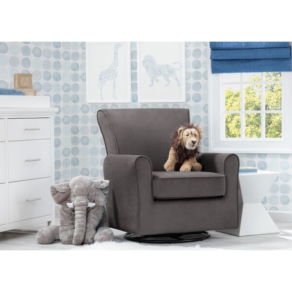 Delta Children Elena Nursery Glider Swivel Rocker Chair Blue Velvet