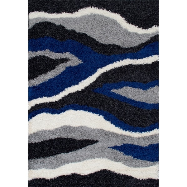 Shop Lyke Home Anthracite Waves Design 5x7 Area Rug On Sale