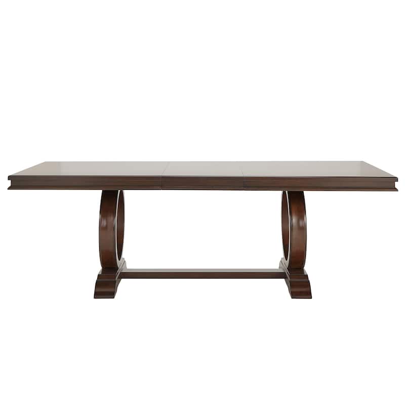 Willa Dark Cherry Wood and Beige Fabric Extendable Rectangular Dining Set by iNSPIRE Q Classic