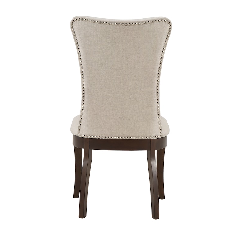 Willa Dark Cherry Wood and Beige Fabric Extendable Rectangular Dining Set by iNSPIRE Q Classic