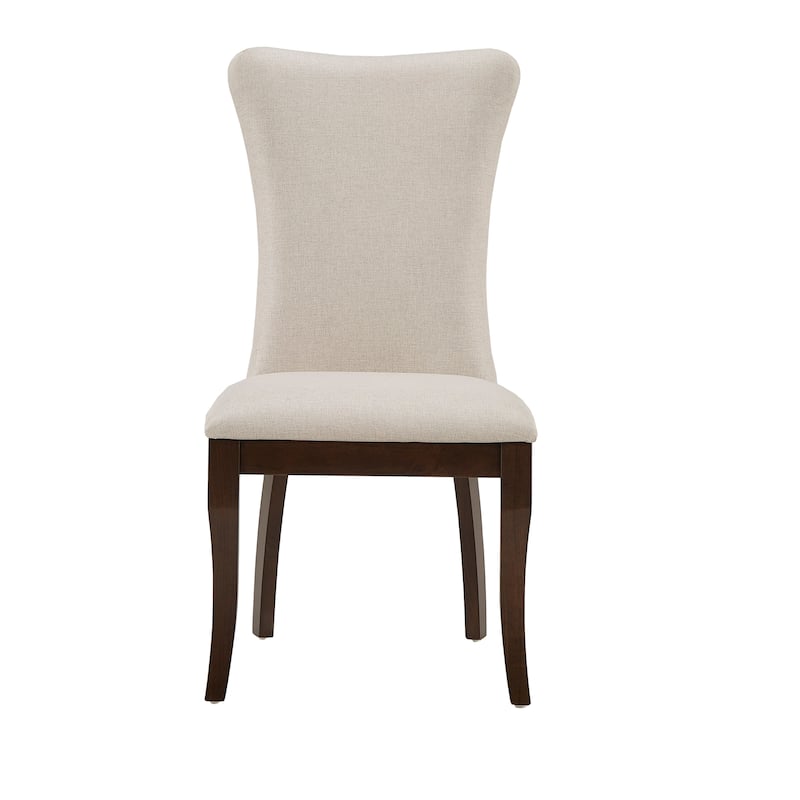 Willa Dark Cherry Wood and Beige Fabric Extendable Rectangular Dining Set by iNSPIRE Q Classic