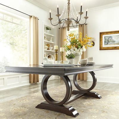 Willa Wood Extendable Trestle Base Dining Table by iNSPIRE Q Classic - Cherry Brown
