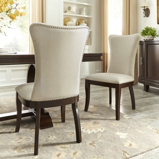 dining chairs wingback beige nailhead fabric trim willa classic chair inspire room