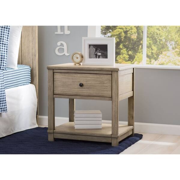 Shop Delta Children Cali Nightstand With Drawer And Shelf Rustic Grey Overstock 22160932