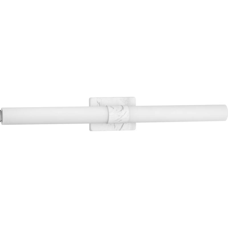 Blanco LED Collection 32" Faux White Marble Etched White Glass Luxe Bath Vanity Light