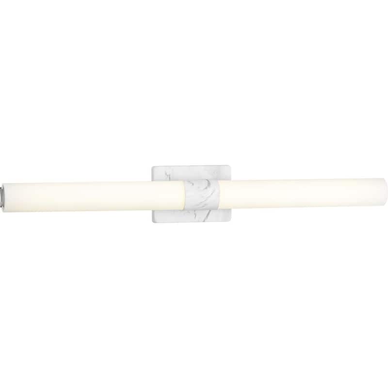 Blanco LED Collection 32" Faux White Marble Etched White Glass Luxe Bath Vanity Light