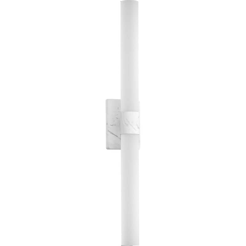 Blanco LED Collection 32" Faux White Marble Etched White Glass Luxe Bath Vanity Light
