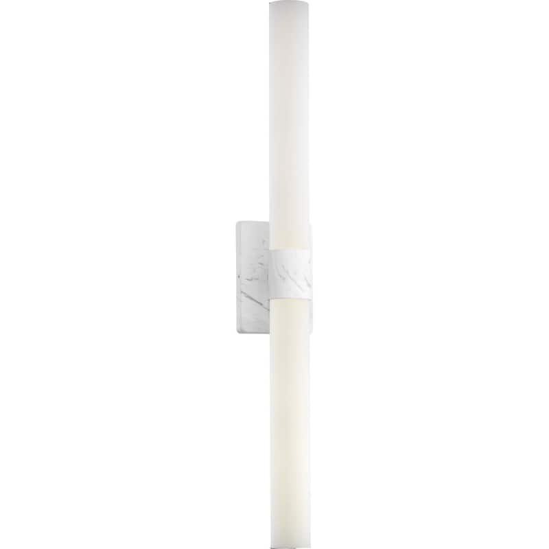 Blanco LED Collection 32" Faux White Marble Etched White Glass Luxe Bath Vanity Light