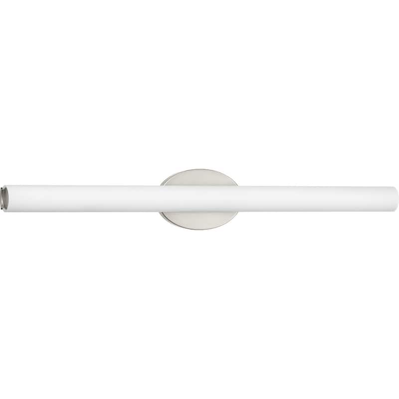 Parallel LED Collection 32" Brushed Nickel Etched White Glass Luxe Bath Vanity Light