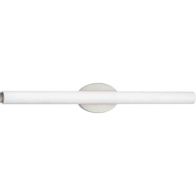 Parallel LED Collection 32" Brushed Nickel Etched White Glass Luxe Bath Vanity Light