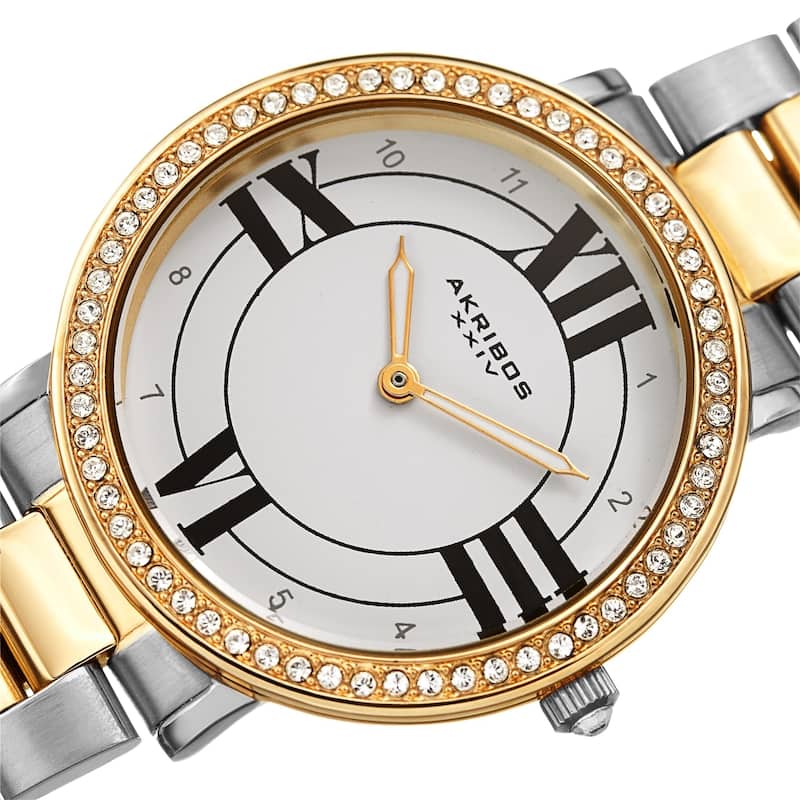 Akribos XXIV Ladies Swarovski Crystal Elegant Two-tone Bracelet Watch