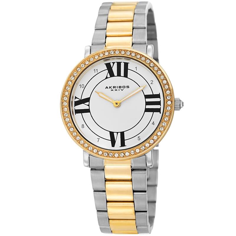 Akribos XXIV Ladies Swarovski Crystal Elegant Two-tone Bracelet Watch
