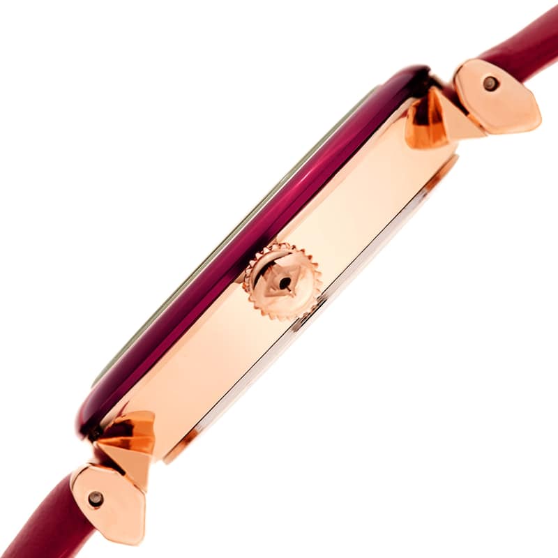 Akribos XXIV Ladies Swarovski Crystal Radiant Pink Leather Strap Watch