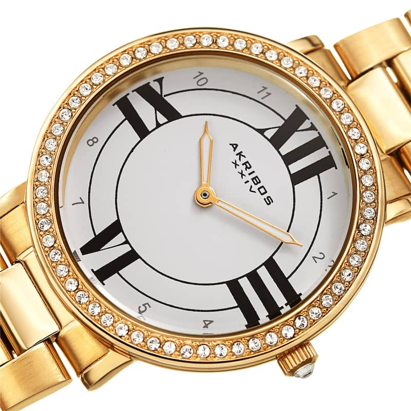 Akribos XXIV Ladies Swarovski Crystal Elegant Gold-tone Bracelet Watch