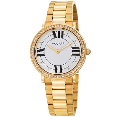 Akribos XXIV Ladies Swarovski Crystal Elegant Gold-tone Bracelet Watch