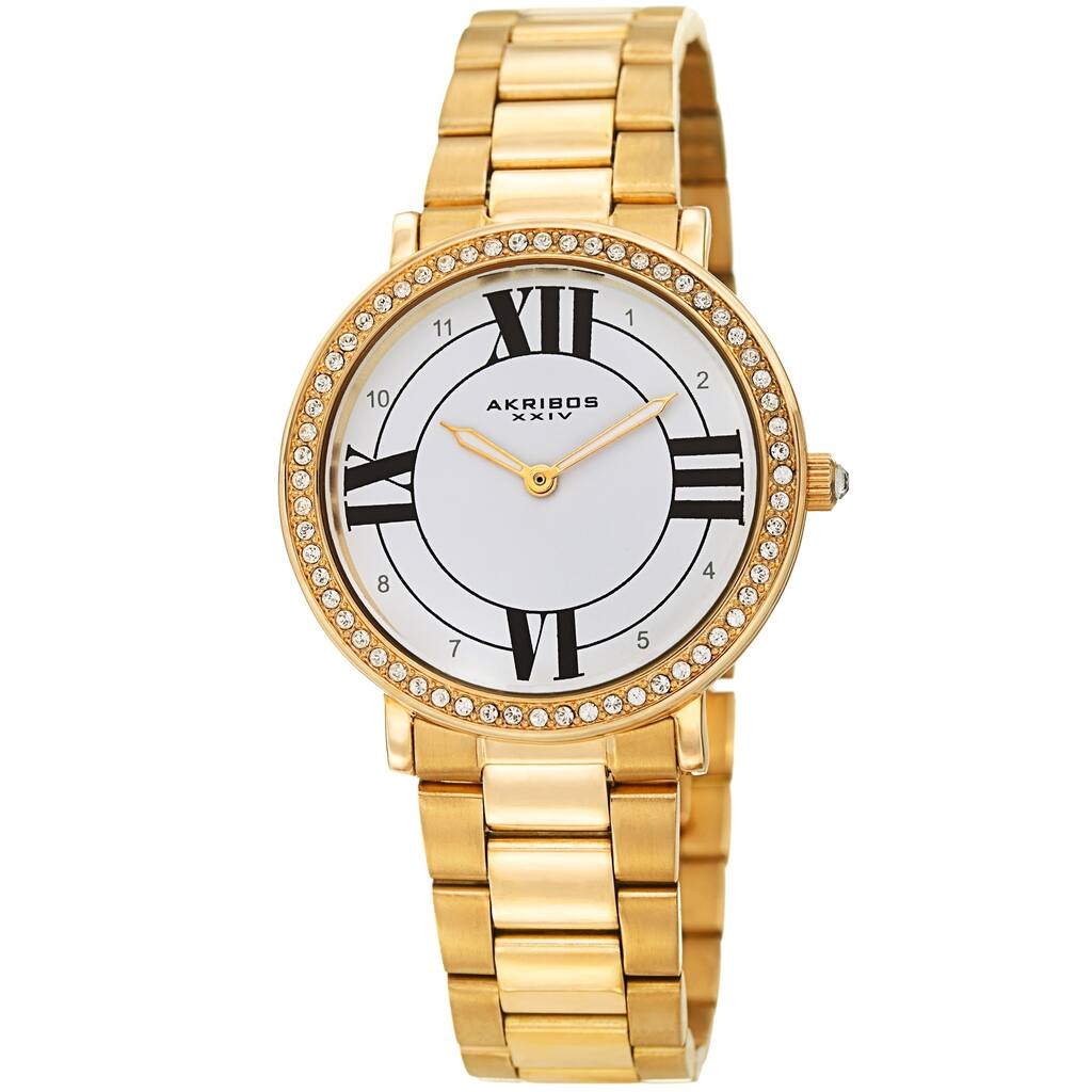 Akribos XXIV Ladies Swarovski Crystal Elegant Gold-tone Bracelet Watch