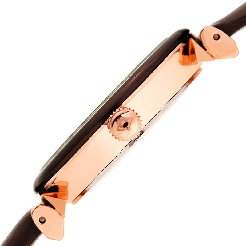 Akribos XXIV Ladies Swarovski Crystal Radiant Brown Leather Strap Watch