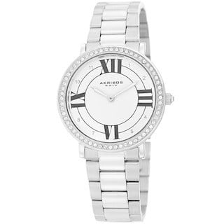Akribos XXIV Ladies Swarovski Crystal Elegant Silver-tone Bracelet Watch