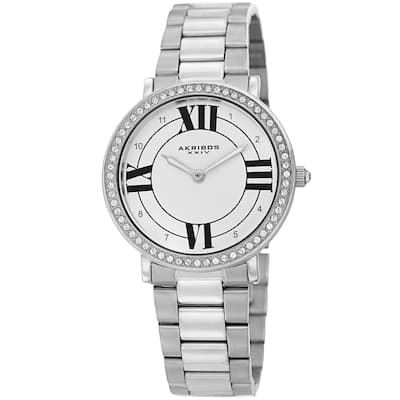 Akribos XXIV Ladies Swarovski Crystal Elegant Silver-tone Bracelet Watch