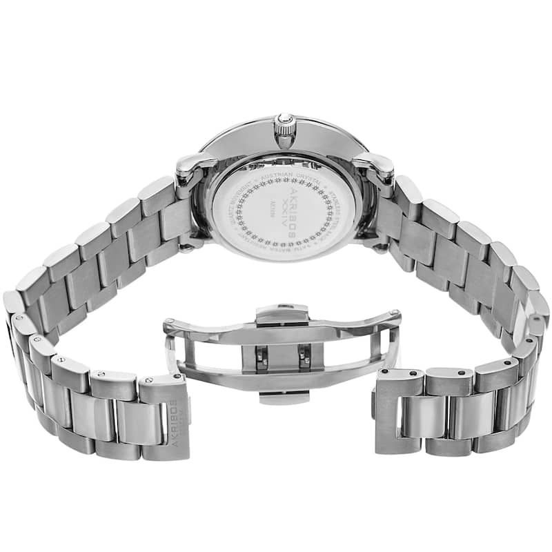 Akribos XXIV Ladies Swarovski Crystal Elegant Silver-tone Bracelet Watch