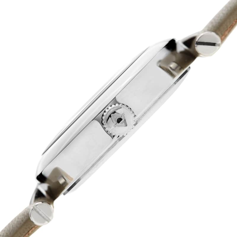 Akribos XXIV Ladies Diamond Heart Barbell Lugs Grey Leather Strap Watch