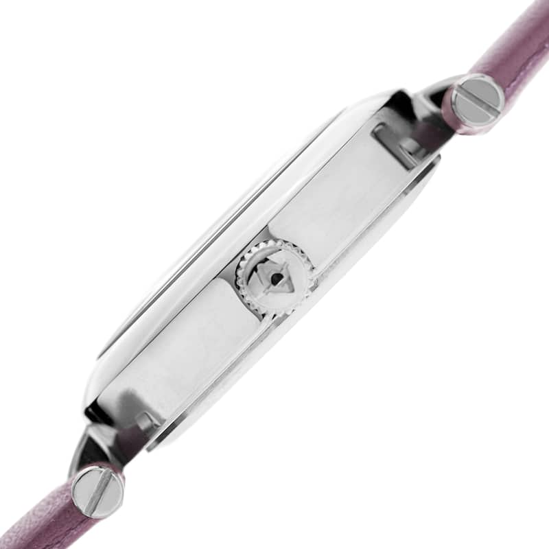 Akribos XXIV Ladies Diamond Heart Barbell Lugs Lavender Leather Strap Watch