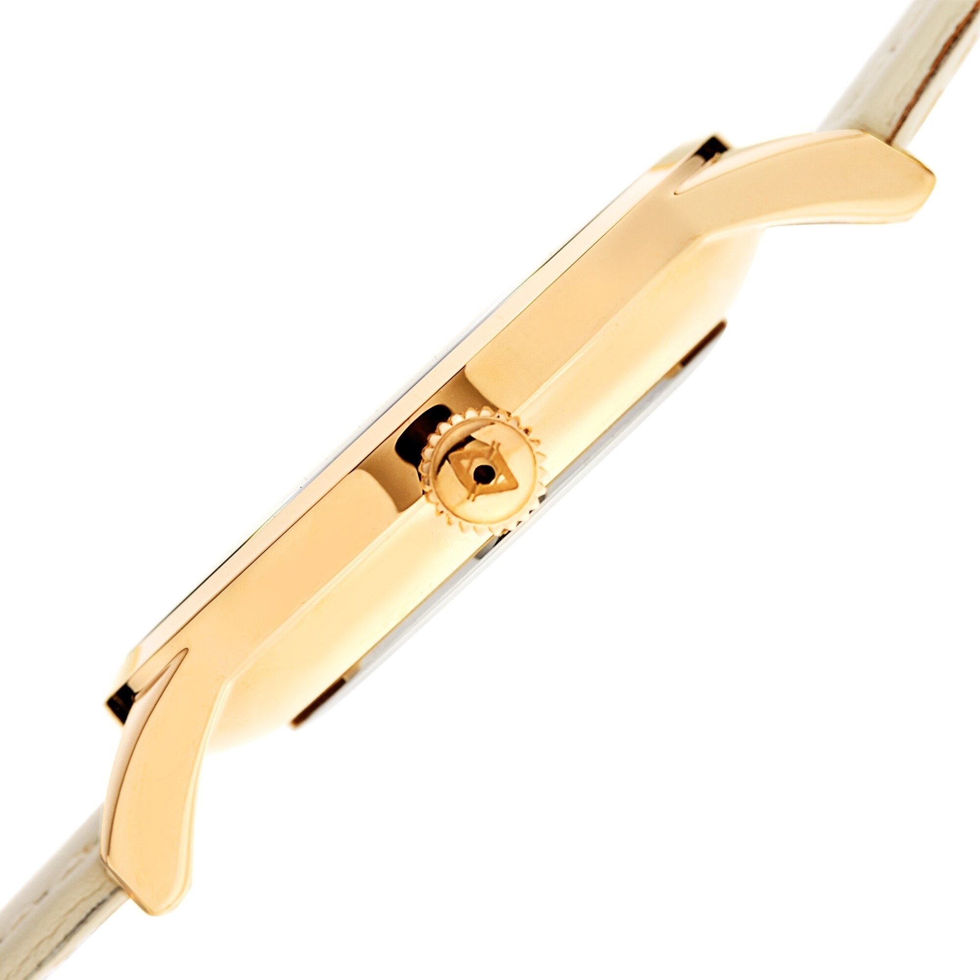 Akribos XXIV Ladies Diamond Floral White Leather Strap Watch