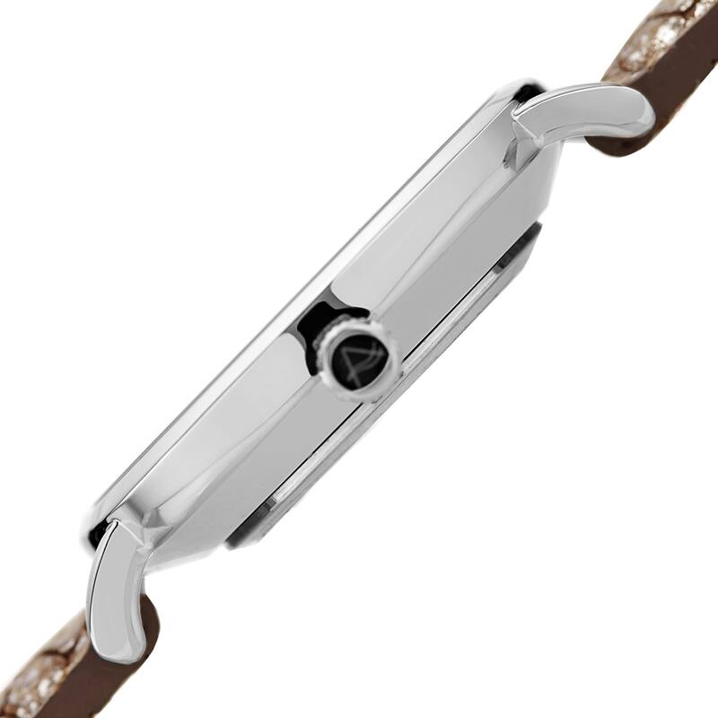 August Steiner Ladies Swarovski Crystal Lizard Patterned Brown Leather Strap Watch