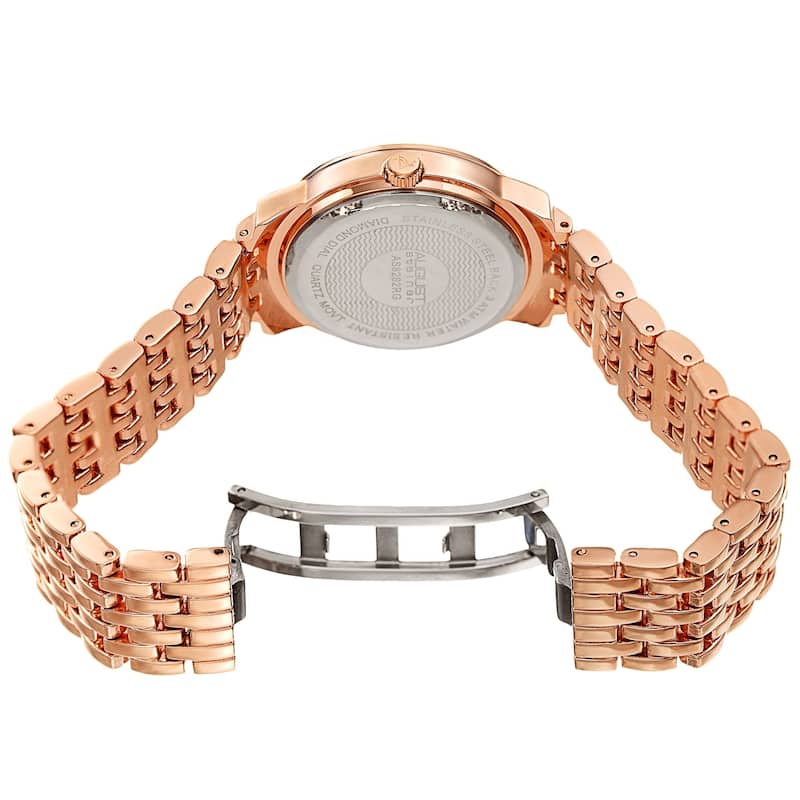 August Steiner Ladies Sparkling Diamond Crystal Rose-tone Bracelet Watch