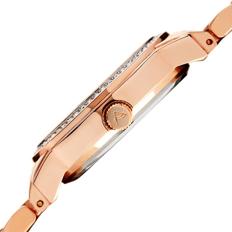 August Steiner Ladies Sparkling Diamond Crystal Rose-tone Bracelet Watch
