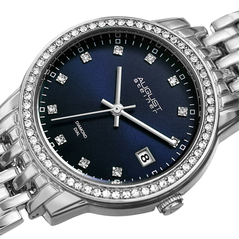 August Steiner Ladies Sparkling Diamond Crystal Bracelet Watch Gifts for Her