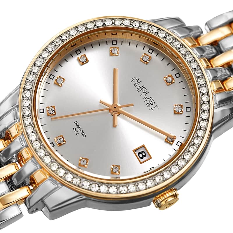 August Steiner Ladies Sparkling Diamond Crystal Bracelet Watch Gifts for Her