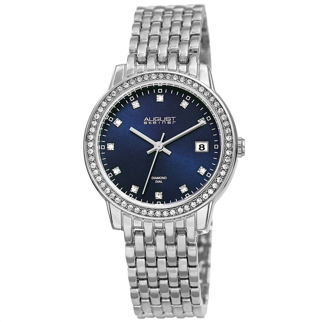 August Steiner Ladies Sparkling Diamond Crystal Bracelet Watch Gifts for Her
