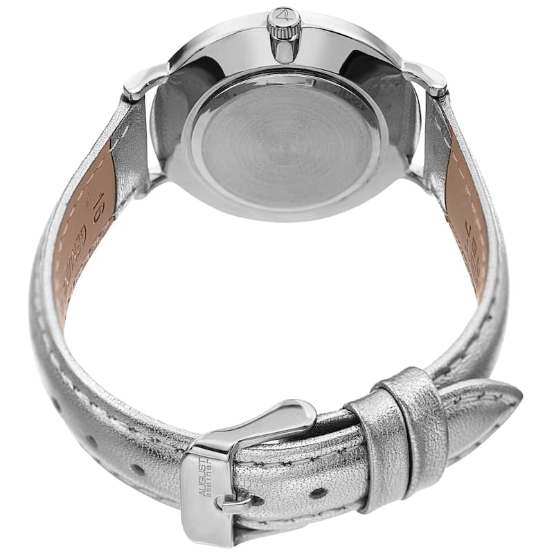 August Steiner Ladies Classic Quartz Silver-tone Leather Strap Watch