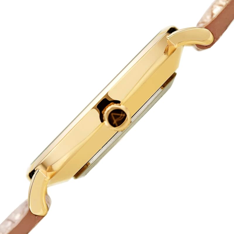 August Steiner Ladies Swarovski Crystal Lizard Patterned Rose Leather Strap Watch