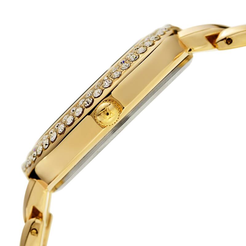 Akribos XXIV Ladies Diamond Glitter Dial Gold-tone Semi-circle Link Bracelet Watch