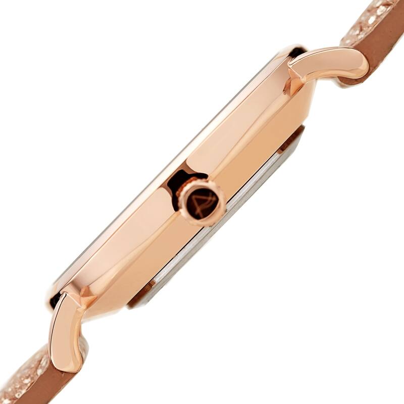 August Steiner Ladies Swarovski Crystal Lizard Patterned Rose Leather Strap Watch