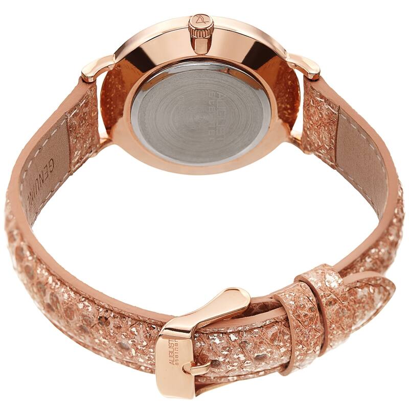 August Steiner Ladies Swarovski Crystal Lizard Patterned Rose Leather Strap Watch