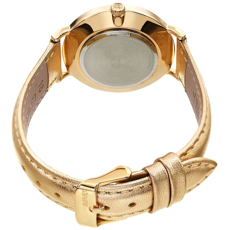 August Steiner Ladies Classic Quartz Gold-tone Leather Strap Watch