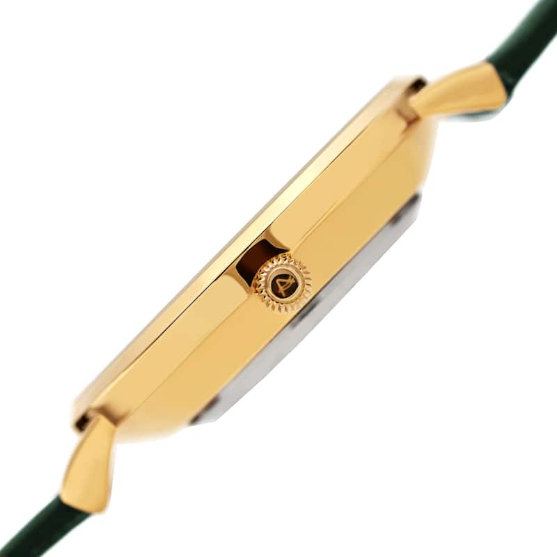 August Steiner Ladies Quartz Green Leather Thin Strap