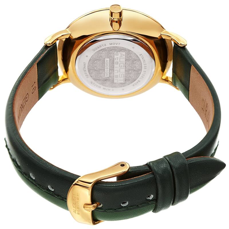 August Steiner Ladies Classic Pine Green Leather Strap Watch